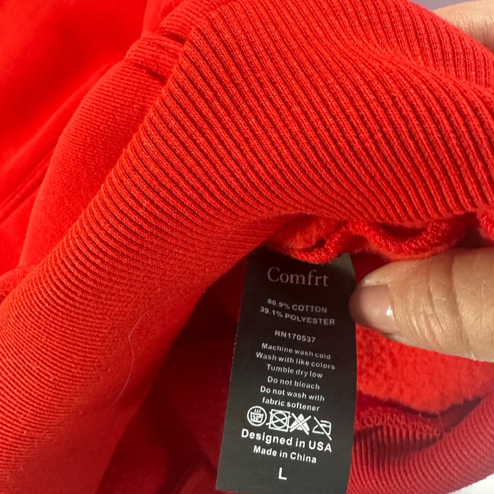 Comfrt Red Fleece Hoodie Jogger Set Women’s Large Cozy Lounge Sweat Set - Picture 11 of 15